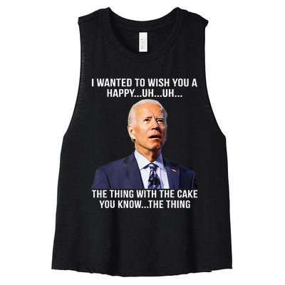 Funny Joe Biden Confused Happy Birthday You Know The Thing Women's Racerback Cropped Tank