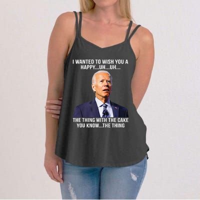 Funny Joe Biden Confused Happy Birthday You Know The Thing Women's Strappy Tank