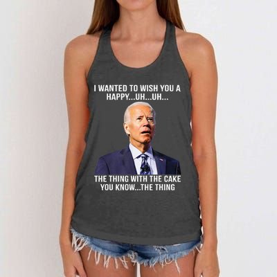 Funny Joe Biden Confused Happy Birthday You Know The Thing Women's Knotted Racerback Tank