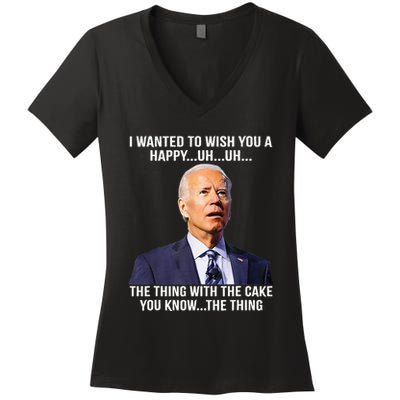 Funny Joe Biden Confused Happy Birthday You Know The Thing Women's V-Neck T-Shirt