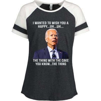 Funny Joe Biden Confused Happy Birthday You Know The Thing Enza Ladies Jersey Colorblock Tee