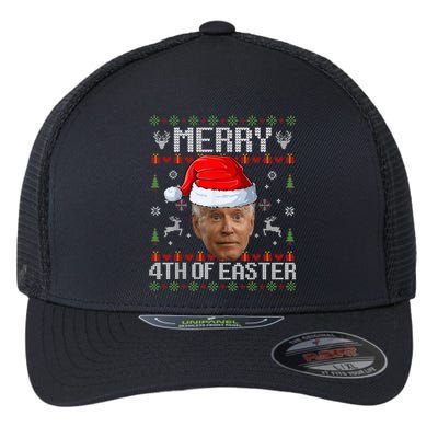 Funny Joe Biden Happy 4th Of Easter Ugly Christmas Sweater Flexfit Unipanel Trucker Cap