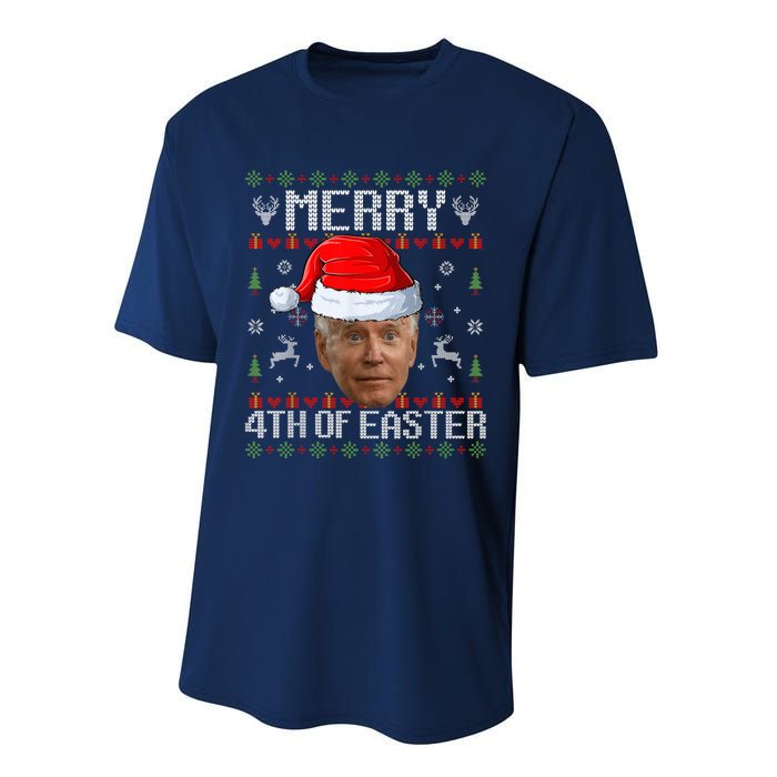 Funny Joe Biden Happy 4th Of Easter Ugly Christmas Sweater Performance Sprint T-Shirt