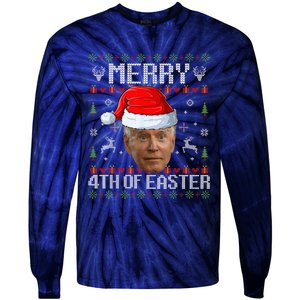 Funny Joe Biden Happy 4th Of Easter Ugly Christmas Sweater Tie-Dye Long Sleeve Shirt