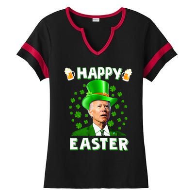 Funny Joe Biden Easter Confused St Patricks Day Ladies Halftime Notch Neck Tee