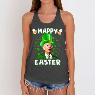 Funny Joe Biden Easter Confused St Patricks Day Women's Knotted Racerback Tank