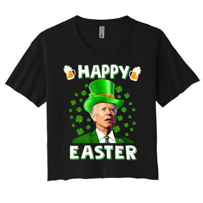 Funny Joe Biden Easter Confused St Patricks Day Women's Crop Top Tee