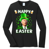 Funny Joe Biden Easter Confused St Patricks Day Ladies Long Sleeve Shirt