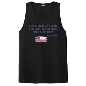 Funny Joe Biden Quote Buy A Man Eat Fish The Day Teach Man PosiCharge Competitor Tank