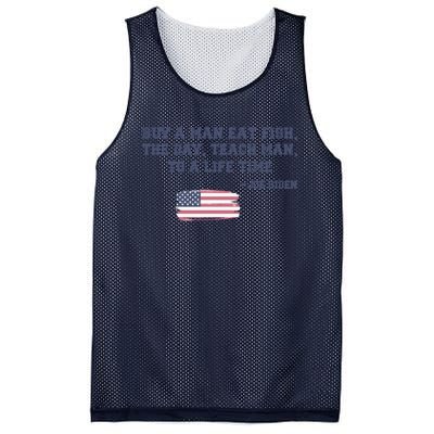 Funny Joe Biden Quote Buy A Man Eat Fish The Day Teach Man Mesh Reversible Basketball Jersey Tank