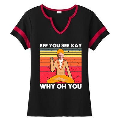 Funny Joe Biden Yoga Eff You See Kay Meditation Anti Biden Gift Ladies Halftime Notch Neck Tee