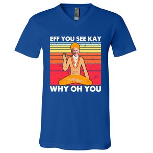 Funny Joe Biden Yoga Eff You See Kay Meditation Anti Biden Gift V-Neck T-Shirt