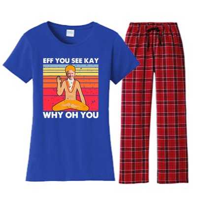 Funny Joe Biden Yoga Eff You See Kay Meditation Anti Biden Gift Women's Flannel Pajama Set