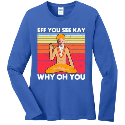 Funny Joe Biden Yoga Eff You See Kay Meditation Anti Biden Gift Ladies Long Sleeve Shirt