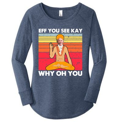 Funny Joe Biden Yoga Eff You See Kay Meditation Anti Biden Gift Women's Perfect Tri Tunic Long Sleeve Shirt