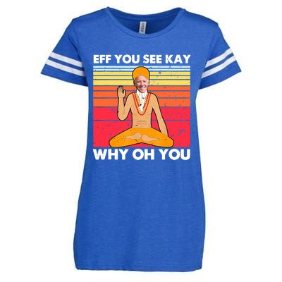 Funny Joe Biden Yoga Eff You See Kay Meditation Anti Biden Gift Enza Ladies Jersey Football T-Shirt