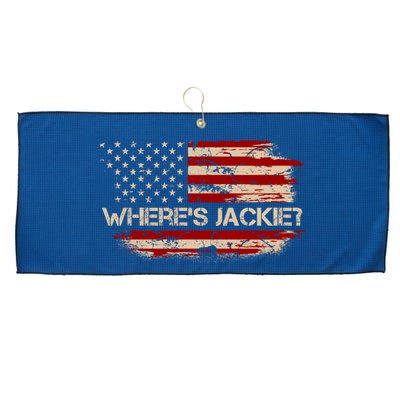 Funny Joe Biden Where's Jackie Large Microfiber Waffle Golf Towel