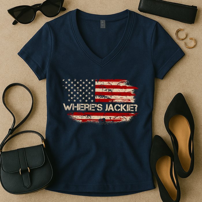 Funny Joe Biden Where's Jackie Women's V-Neck T-Shirt