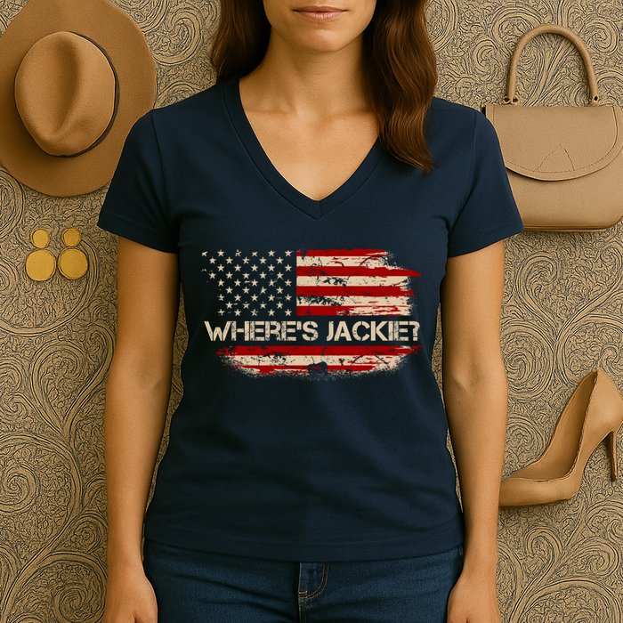 Funny Joe Biden Where's Jackie Women's V-Neck T-Shirt