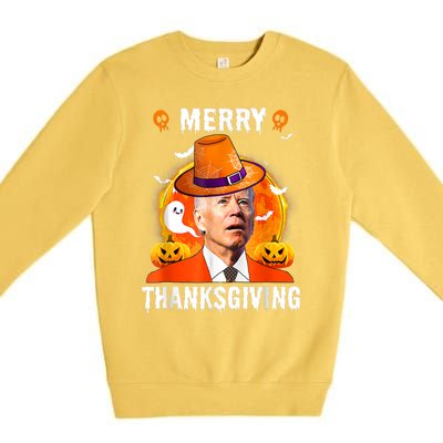 Funny Joe Biden Confused Merry Thanksgiving For Halloween Premium Crewneck Sweatshirt