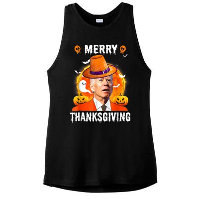 Funny Joe Biden Confused Merry Thanksgiving For Halloween Ladies PosiCharge Tri-Blend Wicking Tank