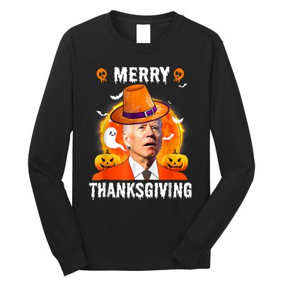 Funny Joe Biden Confused Merry Thanksgiving For Halloween Long Sleeve Shirt