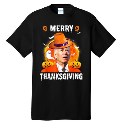 Funny Joe Biden Confused Merry Thanksgiving For Halloween Tall T-Shirt