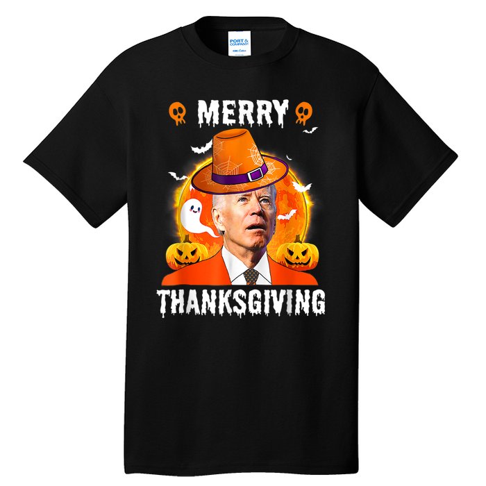 Funny Joe Biden Confused Merry Thanksgiving For Halloween Tall T-Shirt