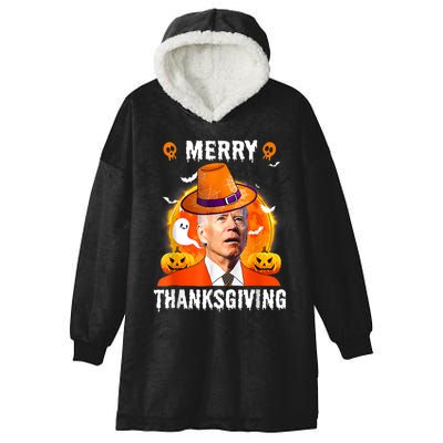 Funny Joe Biden Confused Merry Thanksgiving For Halloween Hooded Wearable Blanket