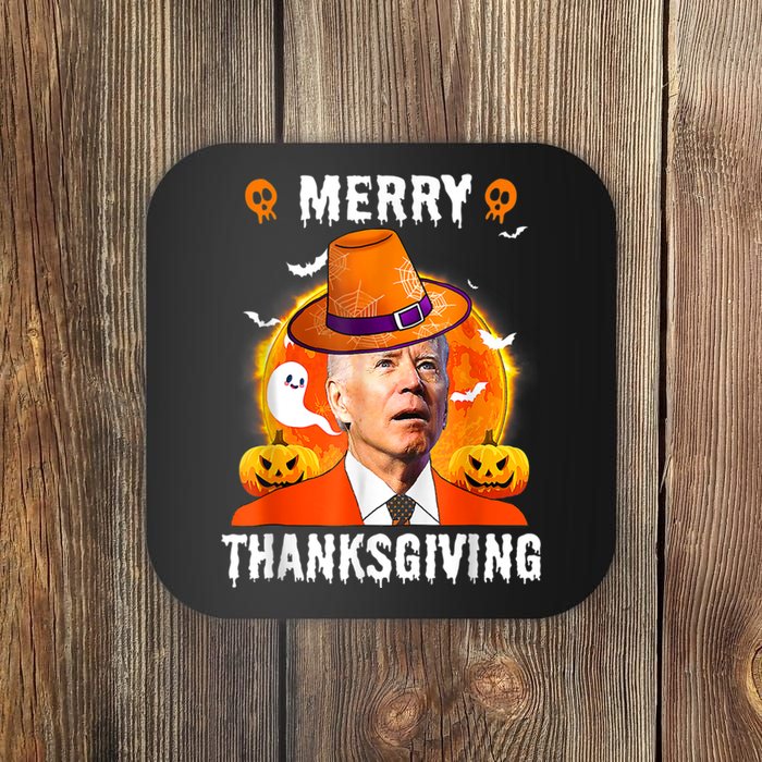 Funny Joe Biden Confused Merry Thanksgiving For Halloween Coaster