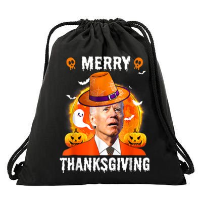 Funny Joe Biden Confused Merry Thanksgiving For Halloween Drawstring Bag