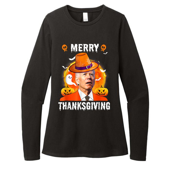 Funny Joe Biden Confused Merry Thanksgiving For Halloween Womens CVC Long Sleeve Shirt