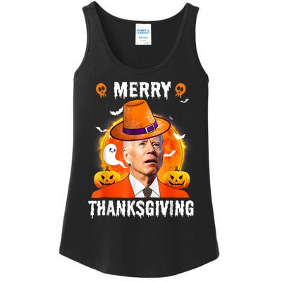 Funny Joe Biden Confused Merry Thanksgiving For Halloween Ladies Essential Tank