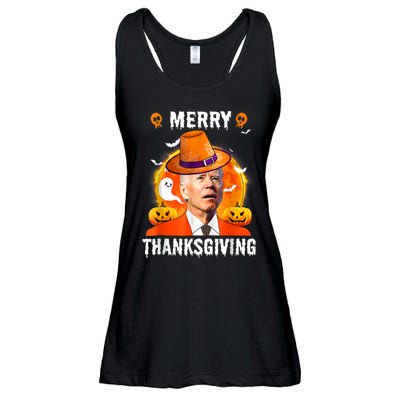 Funny Joe Biden Confused Merry Thanksgiving For Halloween Ladies Essential Flowy Tank