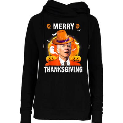 Funny Joe Biden Confused Merry Thanksgiving For Halloween Womens Funnel Neck Pullover Hood