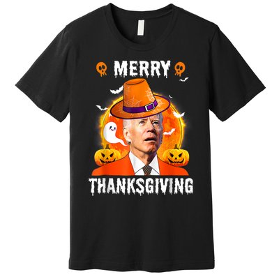 Funny Joe Biden Confused Merry Thanksgiving For Halloween Premium T-Shirt