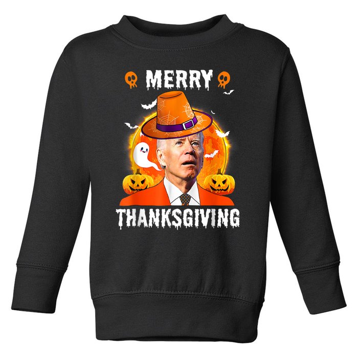 Funny Joe Biden Confused Merry Thanksgiving For Halloween Toddler Sweatshirt