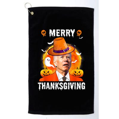 Funny Joe Biden Confused Merry Thanksgiving For Halloween Platinum Collection Golf Towel