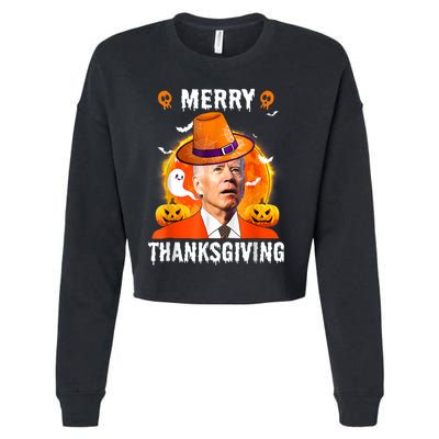 Funny Joe Biden Confused Merry Thanksgiving For Halloween Cropped Pullover Crew