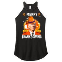 Funny Joe Biden Confused Merry Thanksgiving For Halloween Women's Perfect Tri Rocker Tank