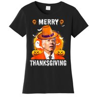 Funny Joe Biden Confused Merry Thanksgiving For Halloween Women's T-Shirt