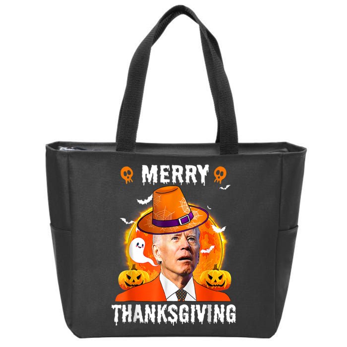 Funny Joe Biden Confused Merry Thanksgiving For Halloween Zip Tote Bag