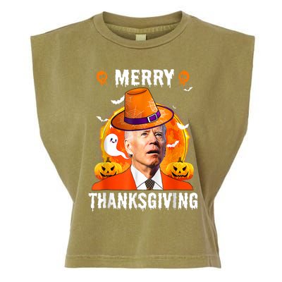 Funny Joe Biden Confused Merry Thanksgiving For Halloween Garment-Dyed Women's Muscle Tee