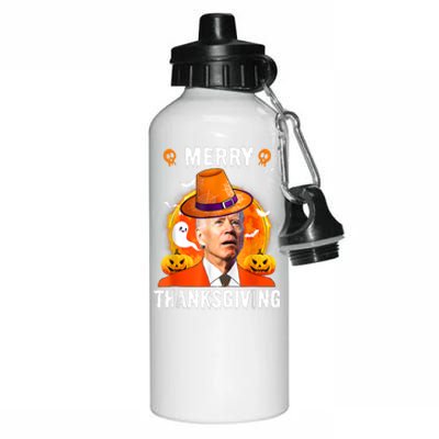 Funny Joe Biden Confused Merry Thanksgiving For Halloween Aluminum Water Bottle