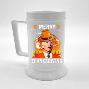 Funny Joe Biden Confused Merry Thanksgiving For Halloween Beer Stein