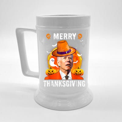 Funny Joe Biden Confused Merry Thanksgiving For Halloween Beer Stein