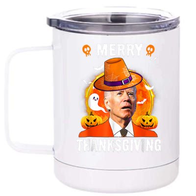 Funny Joe Biden Confused Merry Thanksgiving For Halloween 12 oz Stainless Steel Tumbler Cup