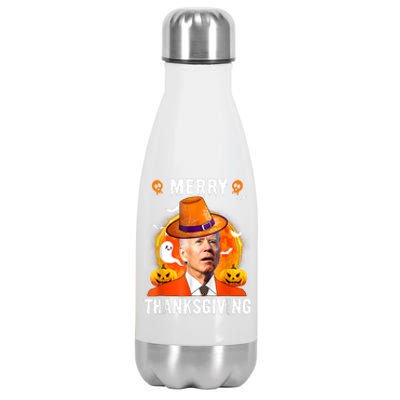 Funny Joe Biden Confused Merry Thanksgiving For Halloween Stainless Steel Insulated Water Bottle