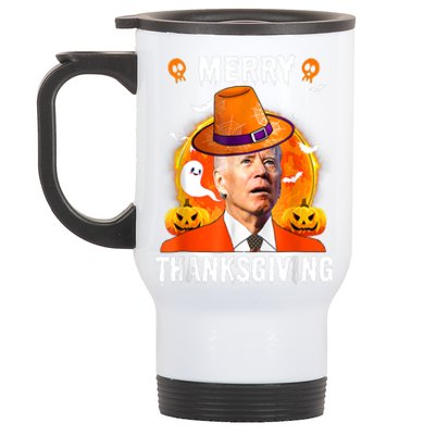 Funny Joe Biden Confused Merry Thanksgiving For Halloween Stainless Steel Travel Mug