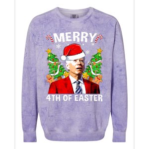 Funny Joe Biden Christmas Santa Hat Merry 4th Of Easter Xmas Colorblast Crewneck Sweatshirt